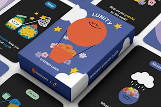 design affirmations cards, printable flashcards with illustration, card box