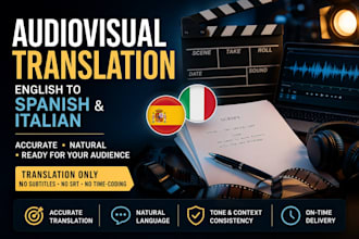translate video scripts from english to spanish and italian