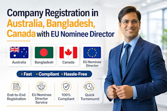 company registration in australia, bangladesh, canada, with eu nominee director