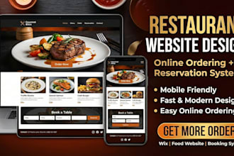 design restaurant website with online ordering, reservation and wix food website