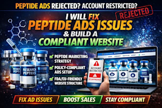 fix peptide ads issues, peptide marketing peptide ads, compliant peptide website