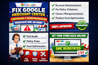 fix gmc suspension misrepresentation and merchant center policy violations