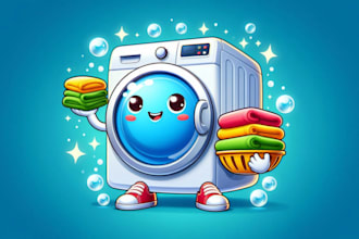 give outstanding mascot laundry service logo with express deliver