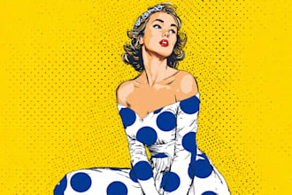 draw a retro pop art roy lichtenstein style
