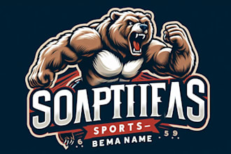 make custom vintage mighty grizzly sport mascot logo with unlimited revision