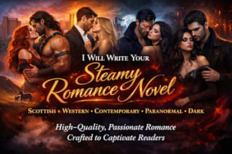 write a steamy contemporary romance novel, scottish, western, dark, paranormal