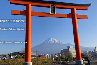 translate english to japanese for tourism, culture, and lifestyle content