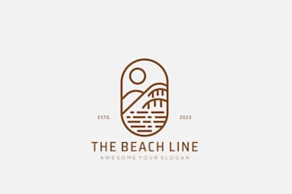 design modern line art text and badge logo design