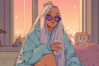 create cute cartoon illustrations, lofi art, anime, nft