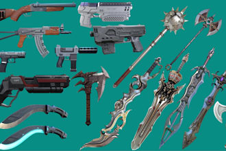 create 3d weapon model 3d sword 3d gun 3d props 3d cosplay assets for printing
