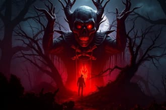 design highly detailed horror gaming youtube thumbnail