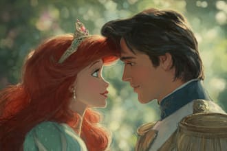 create cartoon disney couple portrait