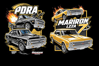 do high quality custom racing car logo with t shirt design
