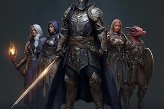dnd party art or dnd character art