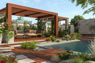 do landscape design garden patio pool pergola for frontyard and backyard