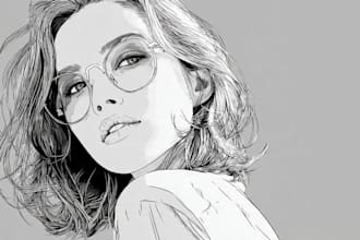 line drawing and vector line art illustration