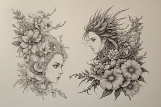 illustrate a japanese style tattoo art