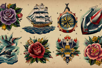 create awesome old school tattoo style design