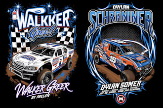 do high quality custom racing car logo with t shirt design