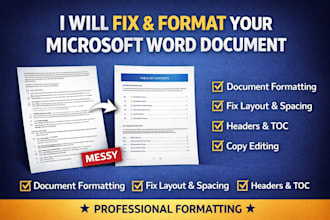 format, edit, design and fix ms word microsoft word document professionally