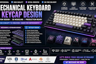 design custom mechanical keyboard, keycaps, pcb and cad models with firmware