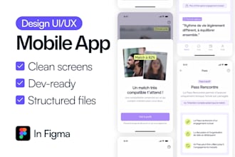 design mobile app UI UX screens in figma, dev ready