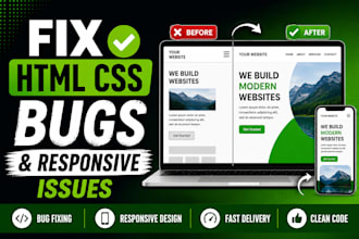 fix HTML CSS javascript bugs, responsive and frontend issues