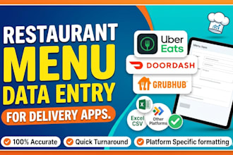 do restaurant menus data entry for ubereats, doordash and grubhub