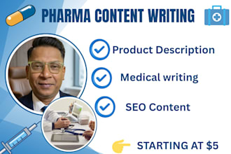 write pharma medicine and supplement product descriptions