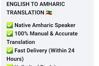 professional translate english to amharic and vice versa