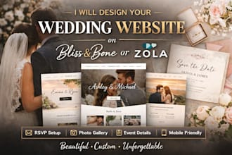 design bliss and bone wedding website and zola wedding website for couples