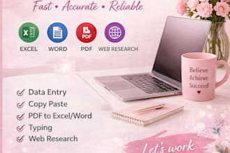do accurate data entry typing copy paste excel and PDF tasks