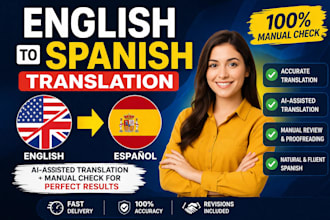 translate english to spanish manually with proofreading