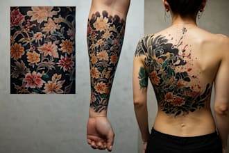 illustrate a tattoo in japanese style