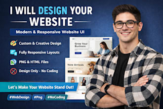 design a modern and responsive website UI no coding or publishing