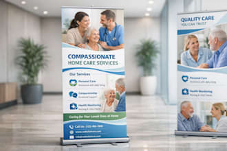 design homecare roll up banner, retractable banner, stand banner