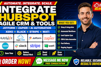 integrate hubspot agile CRM jotform  zapier ai automation xero slack stripe wati