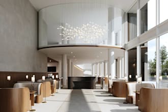 renovate commercial architecture interior, restaurant 3d rendering,office design