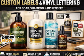 design custom stickers labels vinyl  lettering for soap shampoo dispenser bottle
