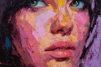 draw abstract painting art , abstract portrait, oil paint