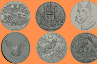 sculpt custom 3d coin, medallion, bas relief model, pendant for 3d printing