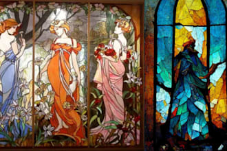 design custom stained glass art panels, mosaic, suncatchers stained glass image