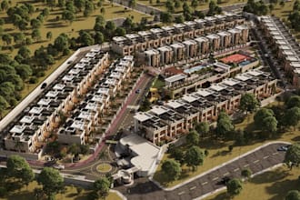 render residential townhouse community,master plan layout,real estate walkthough