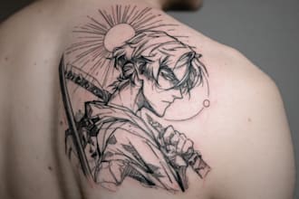 draw custom anime tattoo design