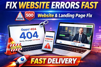 fix 404 error, fix website issues and develop your website or landing page