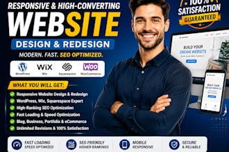 design or redesign jimdo website, hostinger website, squarespace, wix website