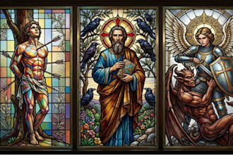create custom stained glass art or fantasy digital painting for decor