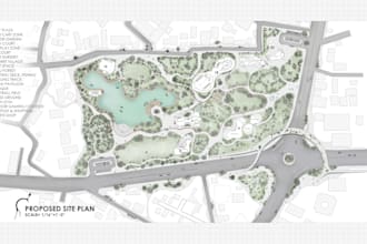 color render ground floor, site plan and master plan