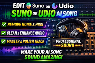 edit suno or udio ai song, remove noise, hiss, clean and master ai song