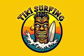 do unique tiki surfing bord logo design 1 day